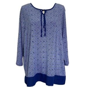 Chico's Blue Patterned Tunic Top